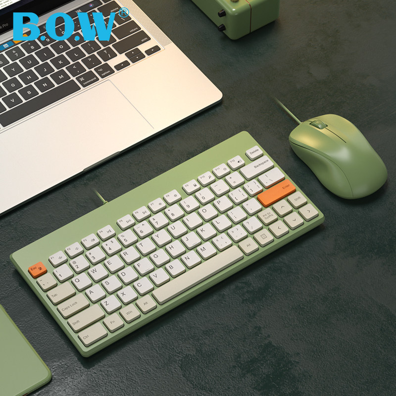 BOW笔记本无线键盘外接有线usb台式电脑小型便携办公打字女生可爱