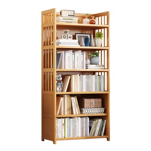 楠竹书架落地置物架儿童绘画本阅读办公室简易多层文件夹收纳书柜