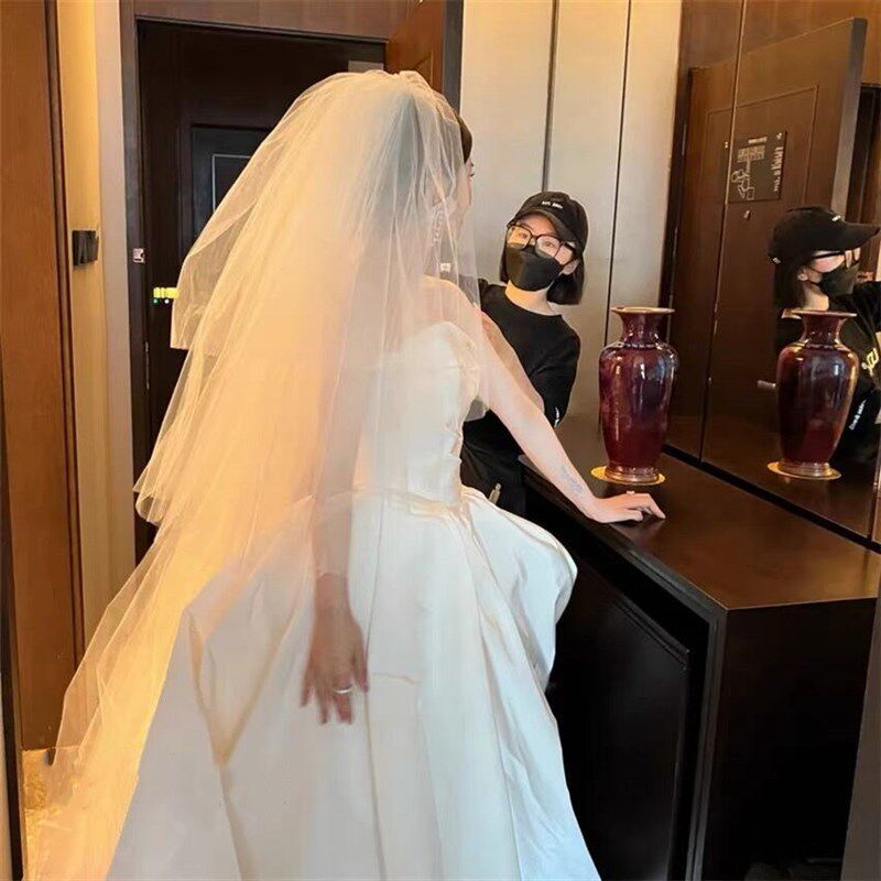 多层蓬蓬百搭素纱发梳头纱结婚旅拍照配饰摄影化妆造型道具纱