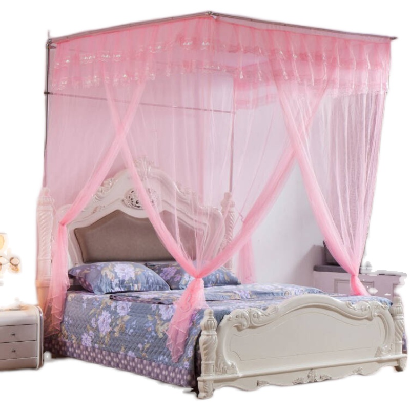 蚊帐不锈钢压脚落地加厚加固可调高伸缩三开门家用宫廷1.8米1.5m