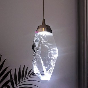 新款铝材水晶床头小吊灯卧室极简客厅背景墙玄关单个双头长线灯
