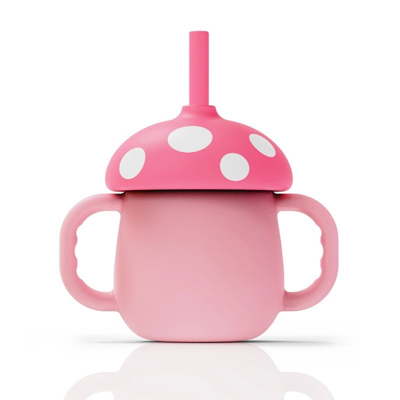 儿童吸管水杯 防漏防q摔婴幼儿硅胶学饮杯 宝宝水杯训练吸水杯