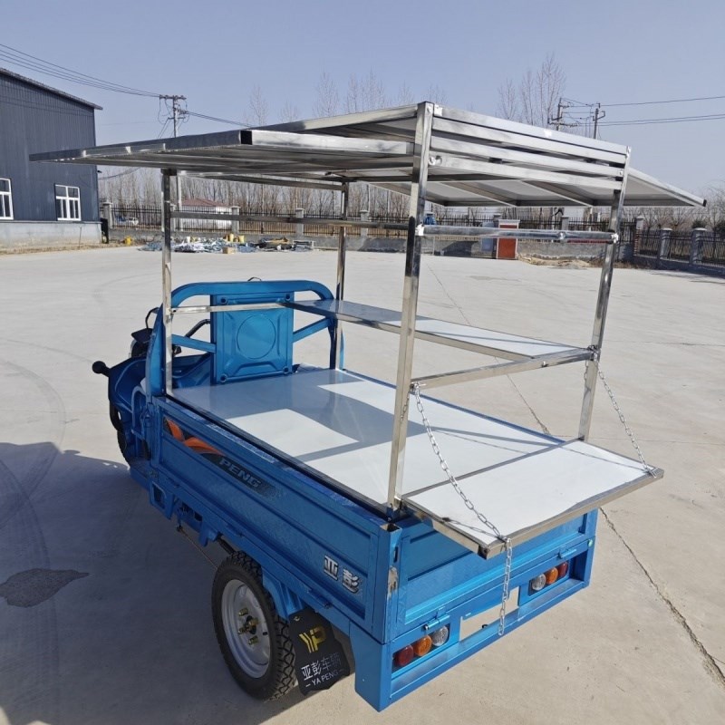 三轮车不锈钢摆摊架烧烤车凉菜烤肠油炸串电动三轮车货架炸串架子