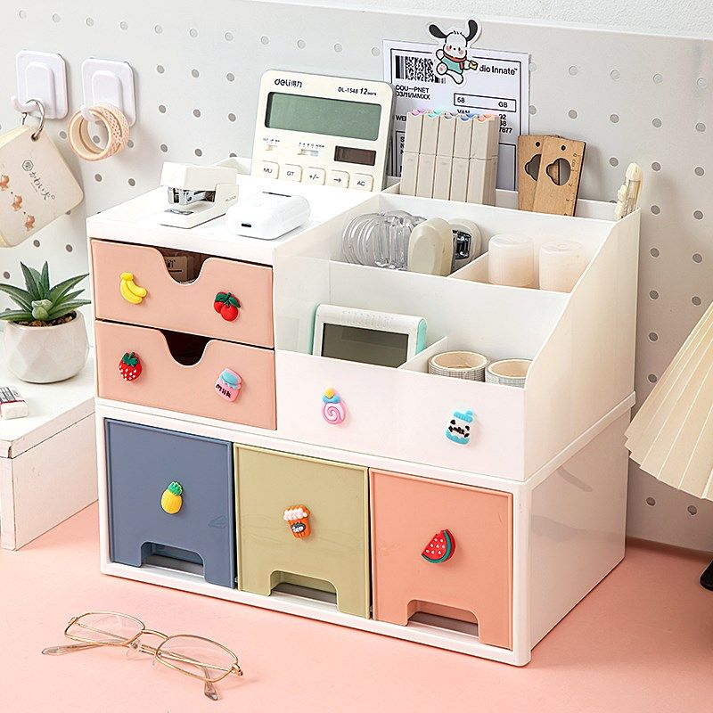 学生桌面收纳盒放笔储物盒文具整理盒书桌收纳置物架笔筒带抽屉式,收纳整理,桌面收纳盒,淘宝优惠券,粉丝福利购,淘宝优惠卷