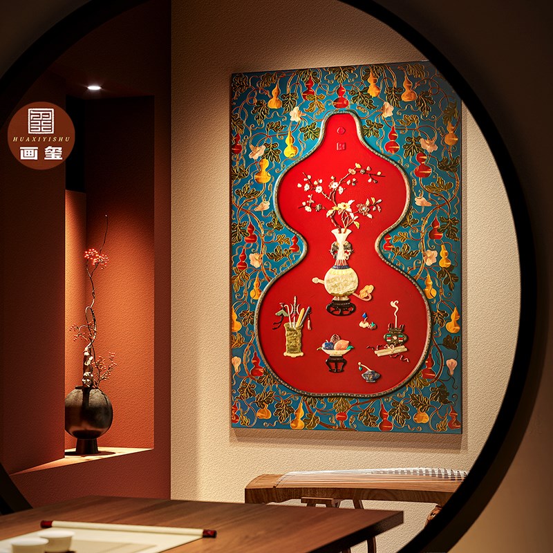 【画玺】木质一体漆画 东方美学福禄  客厅玄关酒店背景墙装饰画
