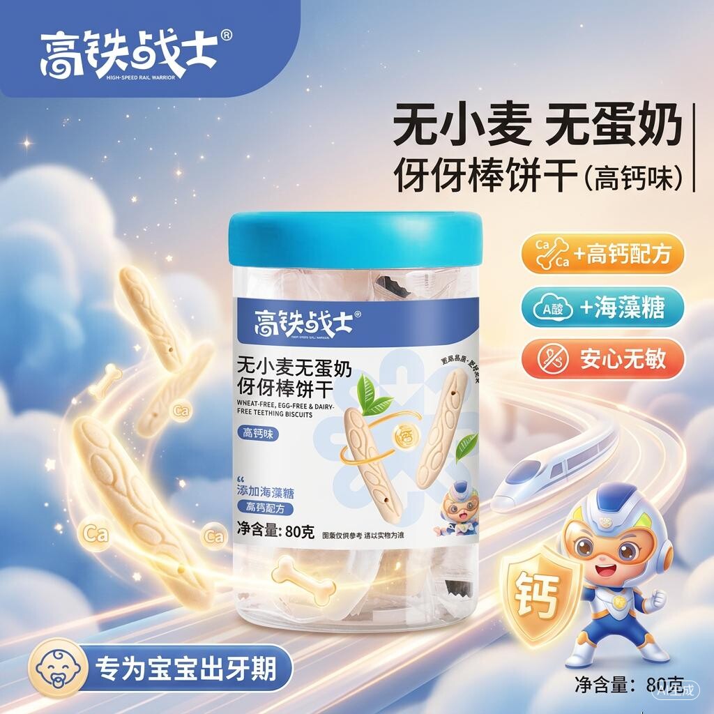 高铁战士无小麦无蛋奶磨牙棒超硬补钙罐装独立包装小饼干原味宝宝