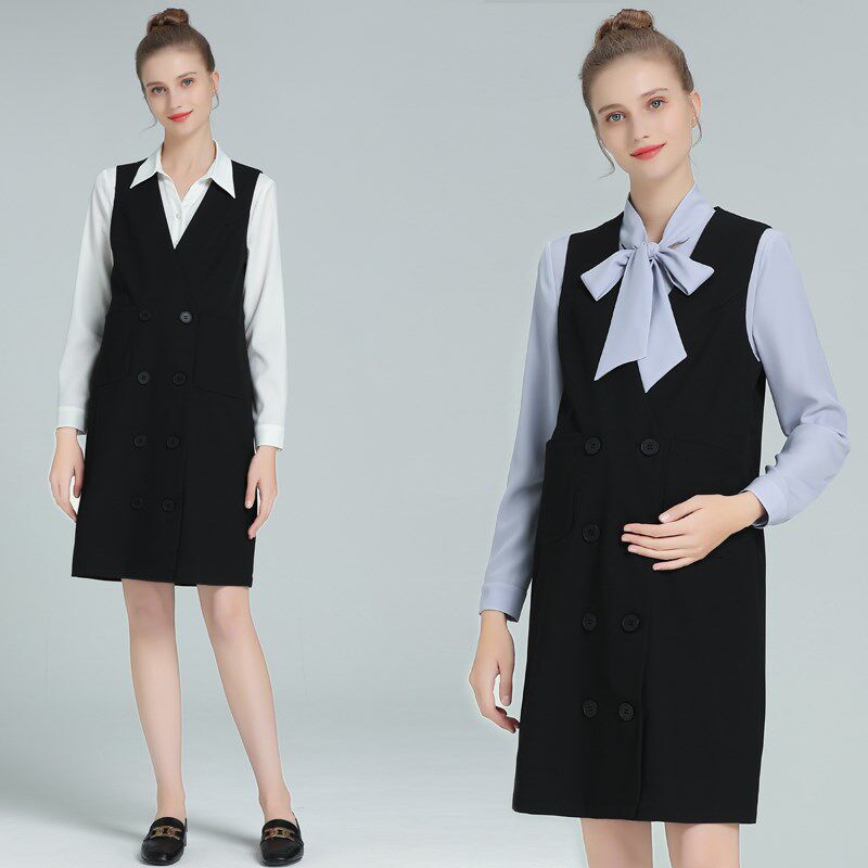 孕妇装初春秋新款孕妇衬衫马甲套装孕期职业O面试工装上班两件套