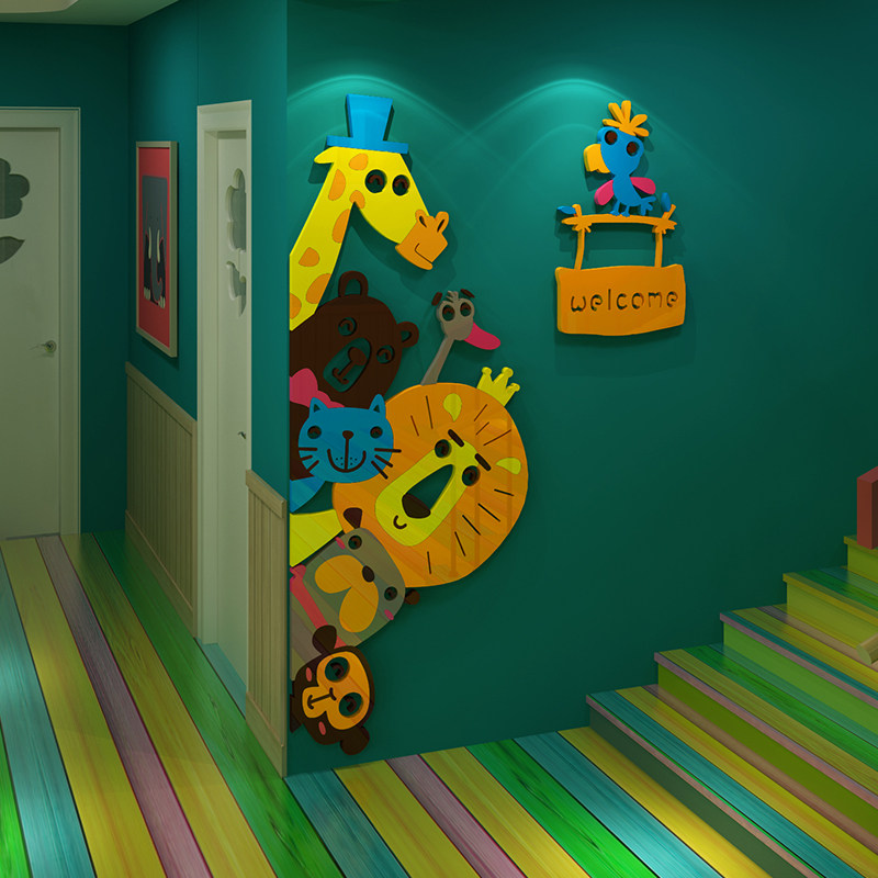 幼儿园楼梯主题墙面装饰托管班级文化墙门贴教室环境创设布置材料,家居饰品,软装墙贴,淘宝优惠券,粉丝福利购,淘宝优惠卷