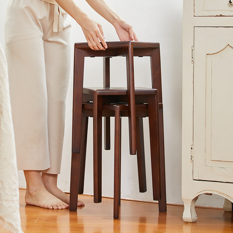 实木凳子可叠放家用结实耐用高板凳椅子加厚简易凳子备用餐桌凳