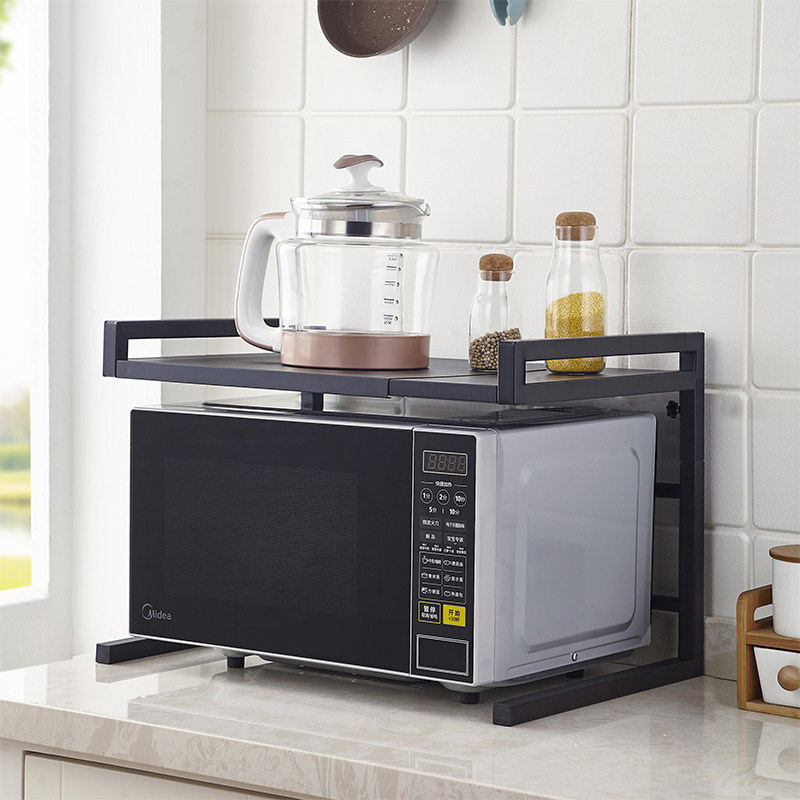 多功能厨房落地置物架可伸缩微波炉架子烤箱收纳家用双层台面桌面,厨房/烹饪用具,微波炉置物架,淘宝优惠券,粉丝福利购,淘宝优惠卷