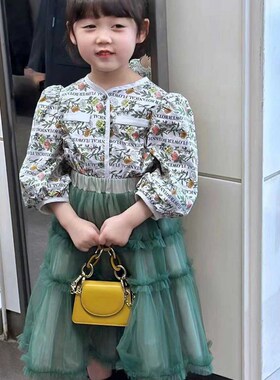 宝儿w碎花娃娃衫,纱纱裙两件套,甜美可爱风,0989