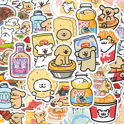 180张食物线条小狗贴纸可爱韩系