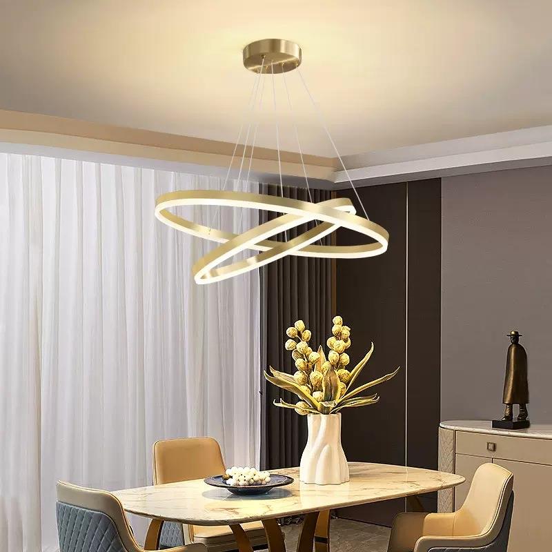 现代极简轻奢全光谱圆环客厅吊灯跃层别墅大厅餐厅展厅楼梯间吊灯