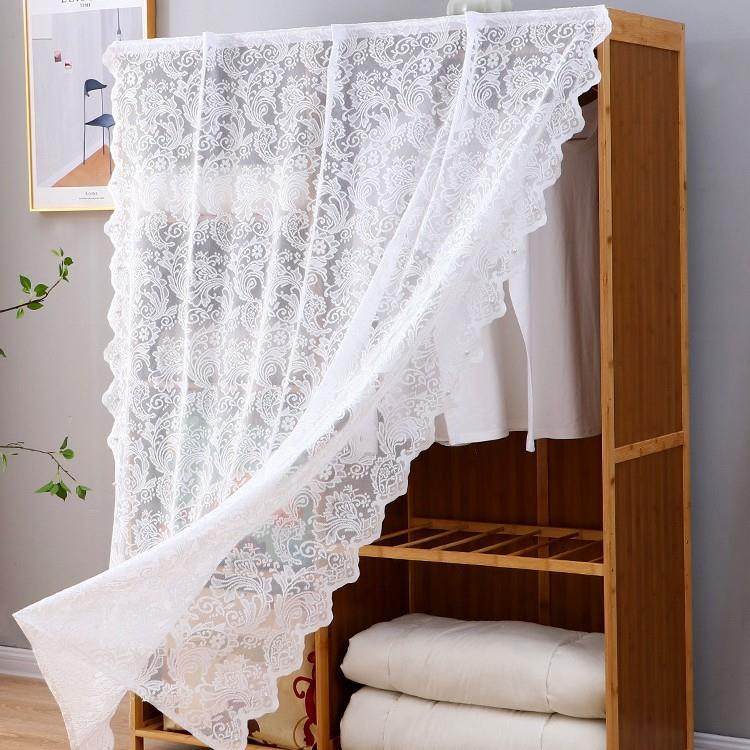 免打孔柜帘遮挡帘新款遮丑蕾丝魔术贴遮丑帘鞋架衣柜防尘拉帘门帘