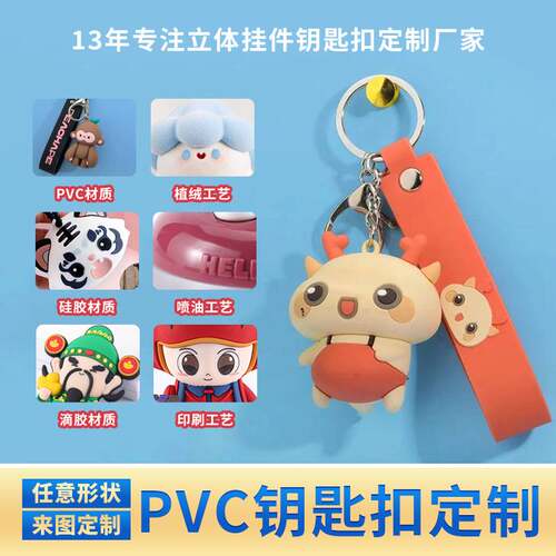 PVC钥匙扣定制 软胶3d立体卡通钥匙扣摆件 公仔立体钥匙链挂件