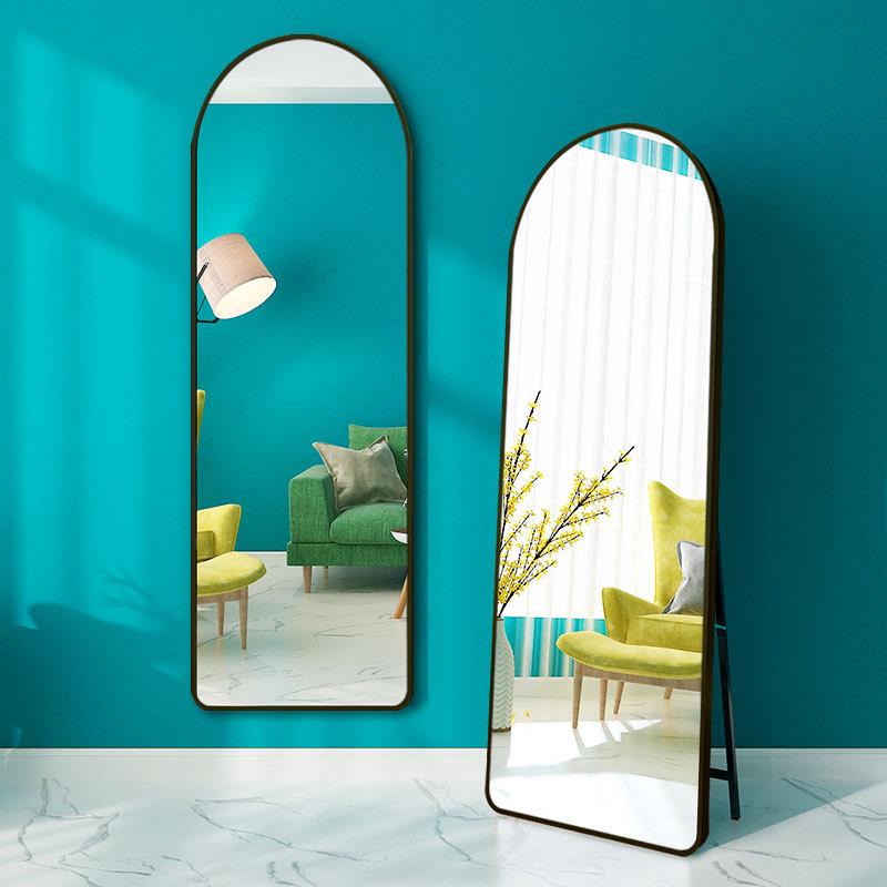 全身穿衣镜子家用女生卧室化妆壁挂小型挂墙立式试衣落地镜 ins风