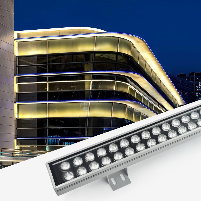 led洗墙灯投射灯线条灯户外防水楼体亮化桥梁外墙轮廓DMX512七彩