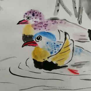 落墨痕虾画螃蟹鸟山水生宣写意国画墨色分明初学六尺