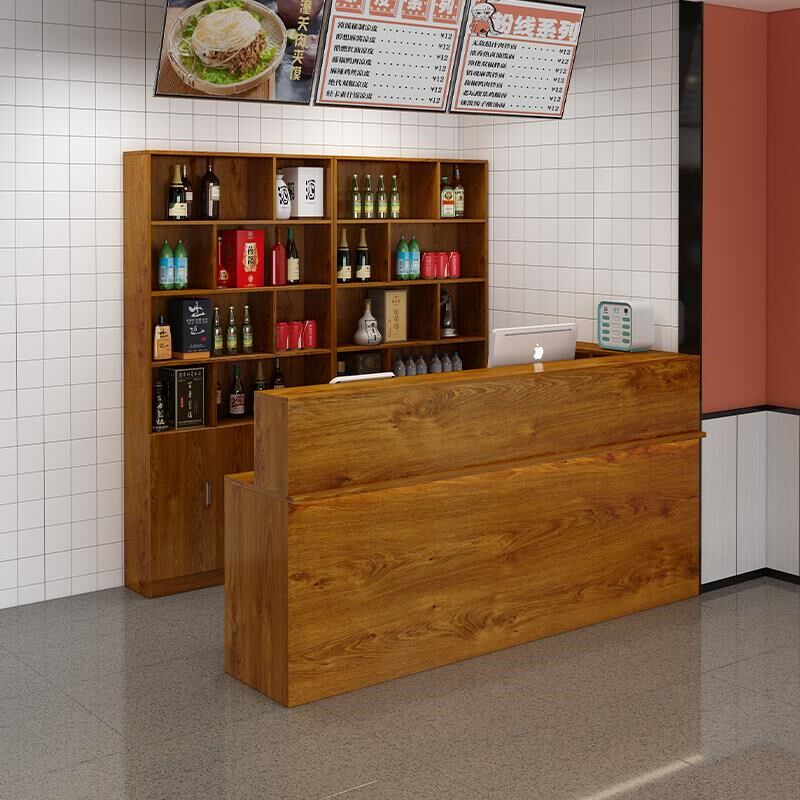 饮店吧台桌饭收银台酒柜体店铺小型转角商用宾馆餐店前一台接待台