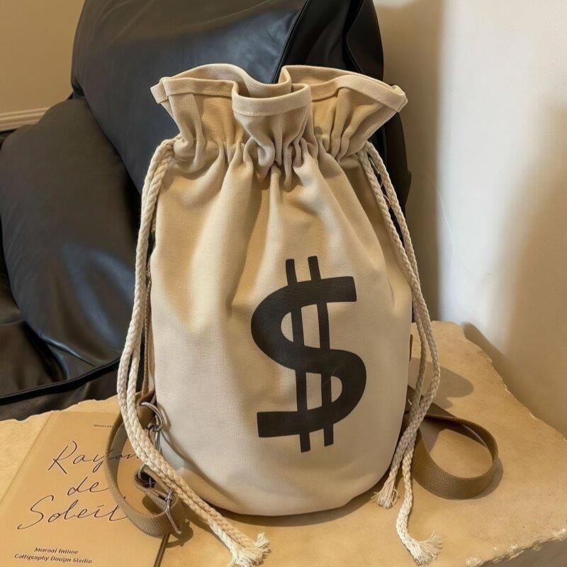 斜挎包双肩多功能钱袋子水桶单肩双肩两用包ins休闲 大容量帆布包