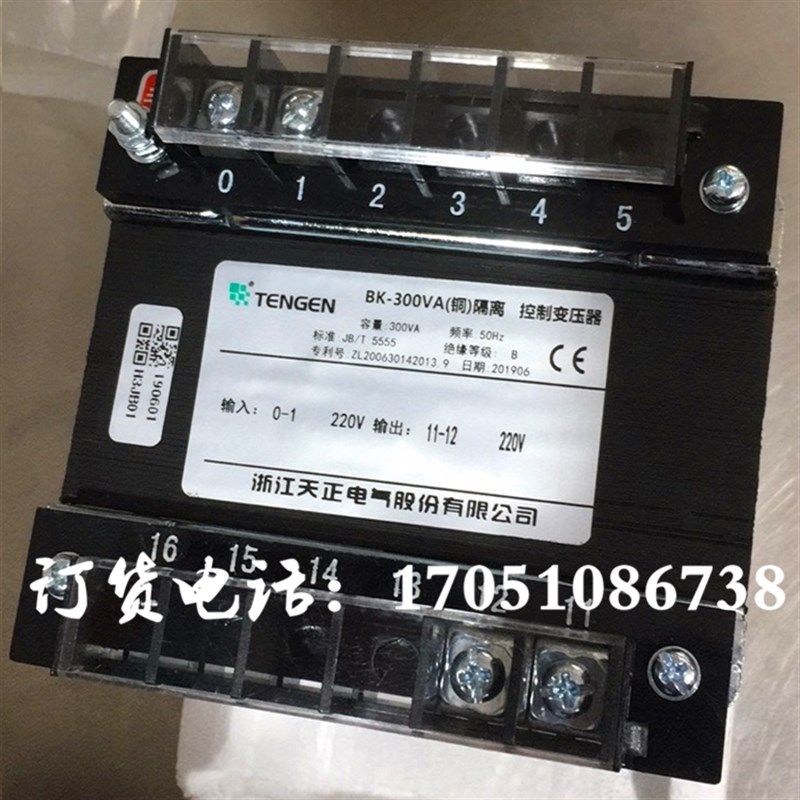 浙江天正电气BK-300VA铜220V转220V安防门禁监控隔离型控制变压器