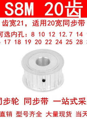 同步轮S8M20齿AF齿宽21内孔810121415171920224同步带轮HTPAS208M