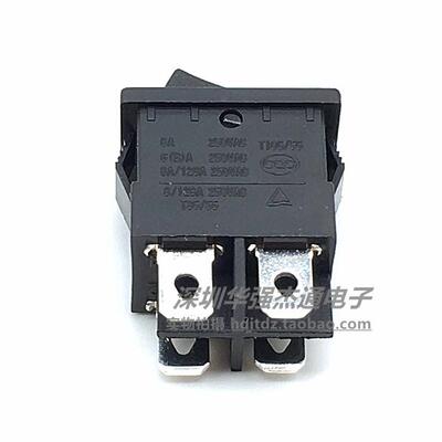 液晶电视电源开关KCD1-104船型开关4脚2档 6A 250VAC黑色不带灯