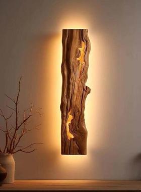 侘寂风化壁灯实木卧室艺术树桩灯茶室挂灯民宿酒店走廊装饰挂墙灯
