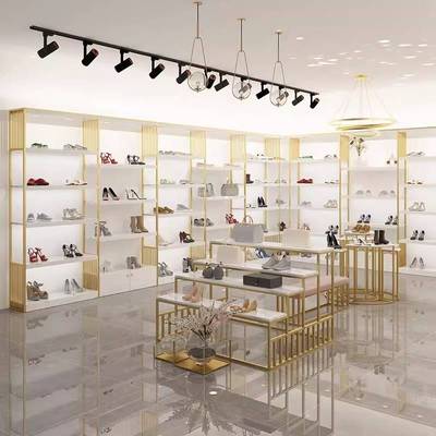 宜佰鞋架展示架鞋店专用带灯陈列架鞋柜服装店童鞋货架落地可定制