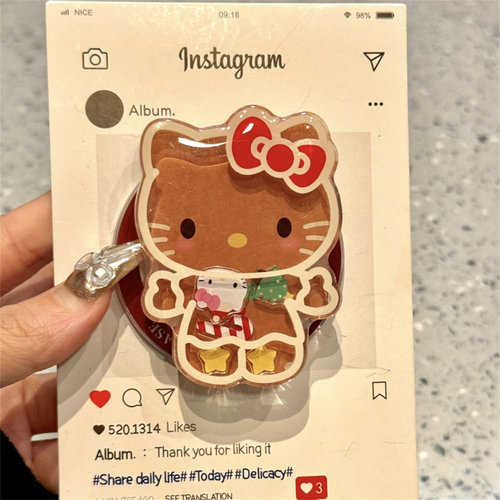 ins可爱摇摇乐黑皮猫咪磁吸支架新款适用苹果手机气囊支架背贴