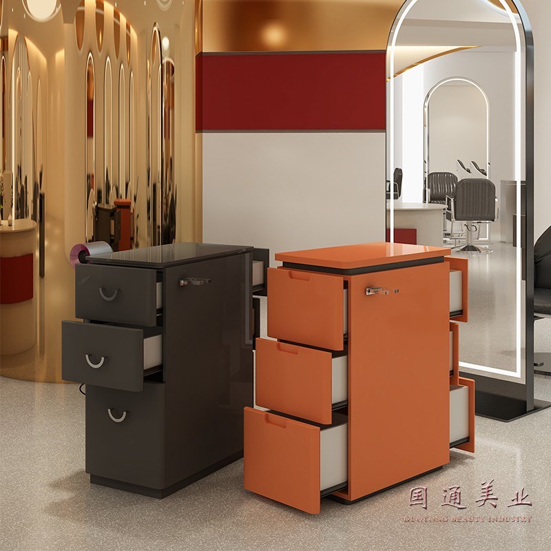 美发店实木柜发廊储物工具柜子理发店专用抽拉柜美发店多层工具柜