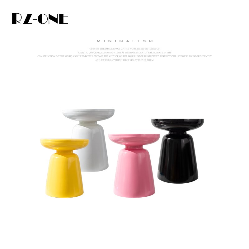 RZONE 现代简约沙发边几北欧客厅家用圆形茶几玻璃钢可移动床边桌
