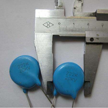 电焊机高压电容 20KV 222K 222 2200PF 超高压瓷片电容 片径20mm