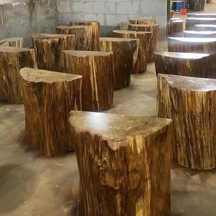 实天木底根雕木头座支架树ky木墩子然原木半圆树墩大板茶几树脚桩