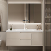 欧帝奴 陶瓷一体盆奶油风洗脸盆柜洗手台洗漱台 浴室柜