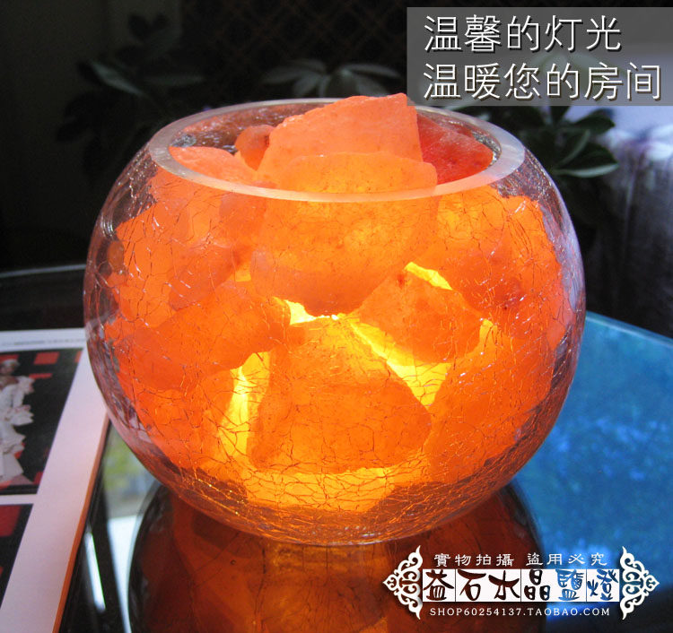 水晶盐灯喜马拉雅玫瑰盐能量灯空气净化灯睡眠灯灯创意