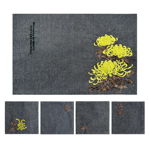 指间鲁绣手工刺绣自绣制作茶垫立体绣杯垫垫材料包初学