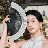 Fan风度如意折扇镂空苏扇水墨风扇子古风文创送礼可携式 定制中国