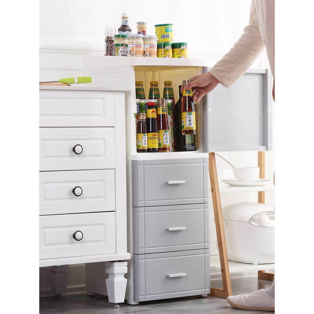 25/35cm夹缝收纳柜抽屉式塑料床头柜厨房整理置物架厕所储物柜子