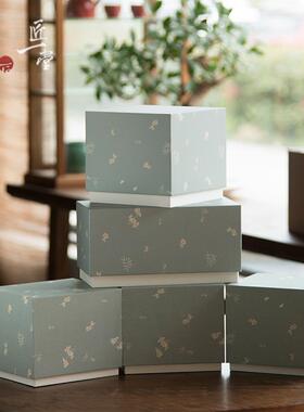 清新天蓝色抽拉盒壶承盘子白茶普洱357克茶饼通用海棉包装礼品盒