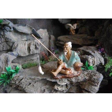 高13cm姜太公钓鱼造景陶瓷摆件跶渔假山吸水石盆景鱼池装饰工艺品,家居饰品,装饰摆件,淘宝优惠券,粉丝福利购,淘宝优惠卷