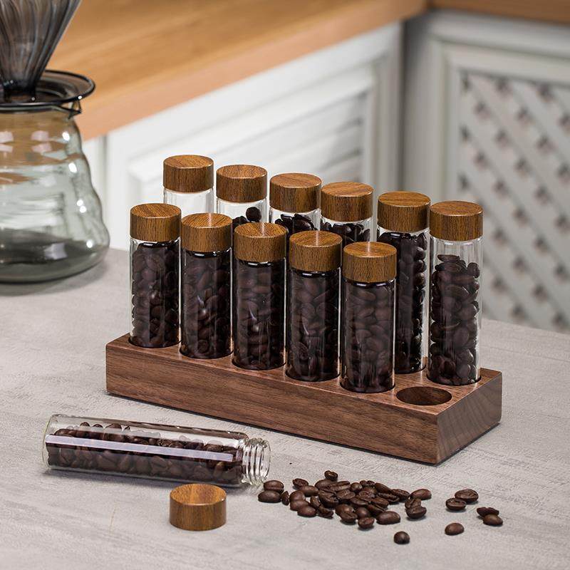 KOUPHIN咖啡豆分装瓶试管单次保存罐玻璃展示架离心管收纳闻香瓶