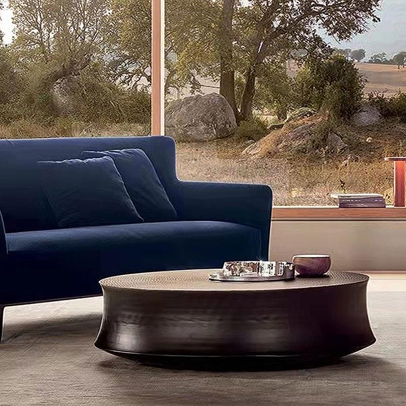 意式极简Poliform茶几客厅诧寂风小户型矮几设计师圆形茶桌咖啡桌