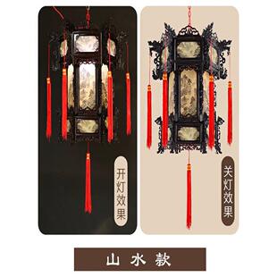 大红灯笼中国风彷古宫灯六角形中国风旋转灯笼新年乔迁春节阳台吊