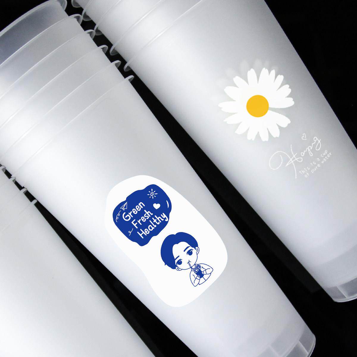 网红奶茶杯子商用700ml500果汁杯一次性带盖子90口径磨砂注塑杯定