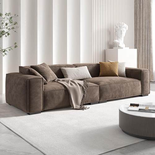 菲艺轩意式布艺沙发轻奢磨砂布沙发贵妃直排豆腐块沙发客厅网红款