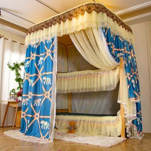 子母床蚊帐上下铺遮光床帘加厚双层家用1.5导轨儿童宿舍床幔1.8米