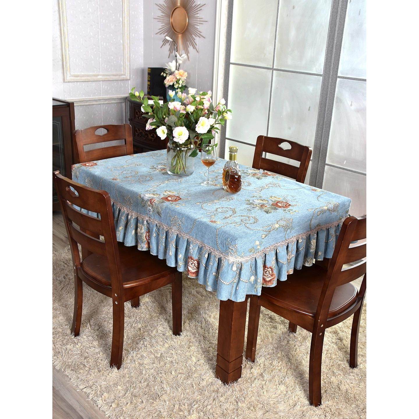 实木台布茶艺台布欧式咖啡桌台布文艺蓝咖啡桌垫台布加厚台布定制