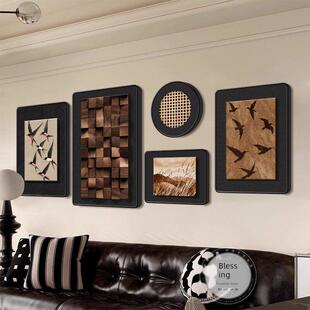 法式中世纪风格客厅沙发背景墙装饰画平易近人奢华覆古抽象餐厅组