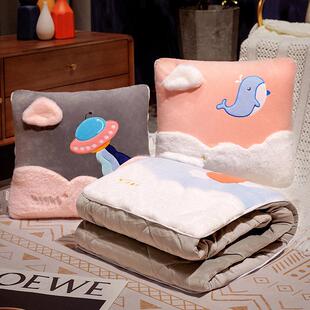 抱枕被子两用靠枕折叠加厚空调毯汽车内靠垫枕头三合一办公室午睡